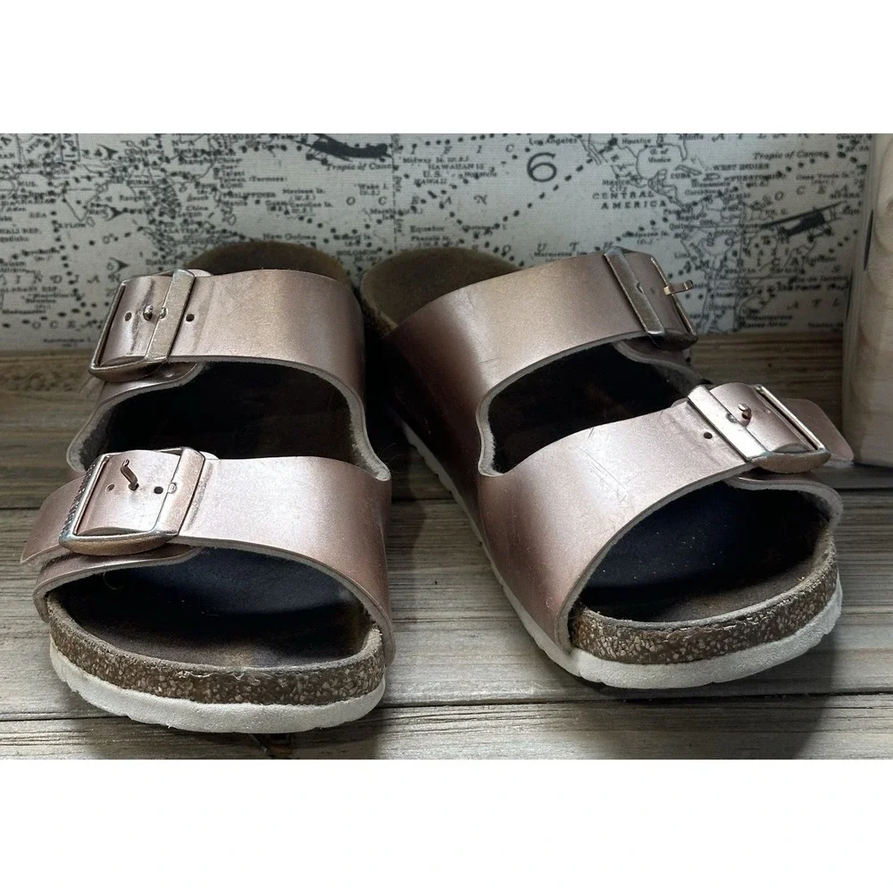 Birkenstock Arizona Sandals Metallic Rose Gold Kids 2 / 33 Excellent